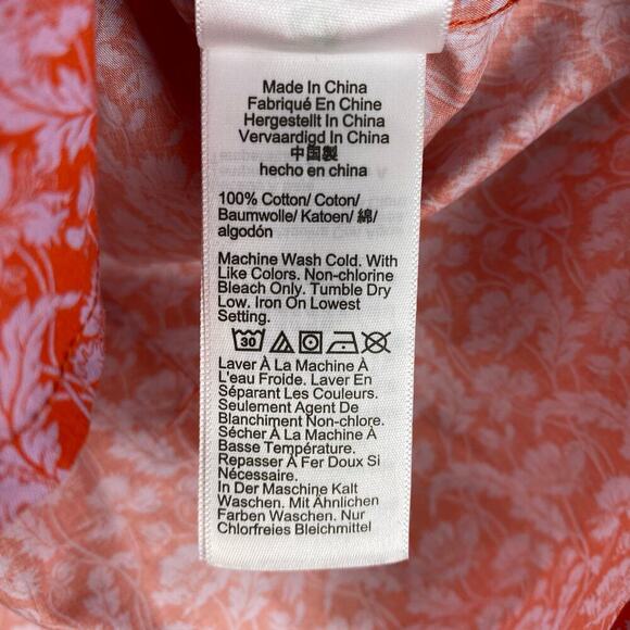 J. Crew x Liberty® Buttondown Size 4 Orange Floral Slim Top Cotton Toutouayette - Picture 12 of 14